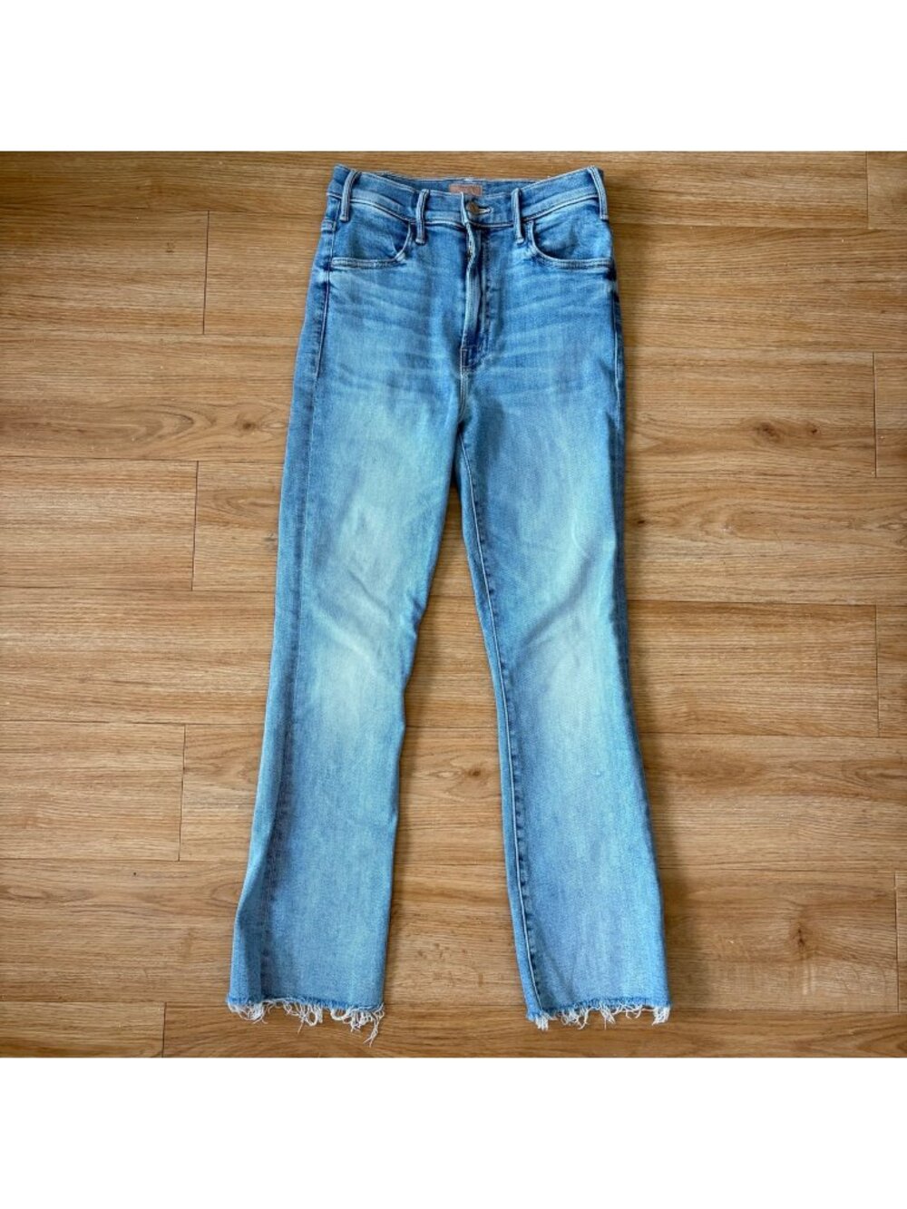 Mother The Hustler Ankle Fray Denim Straight Leg Jeans Blue Women’s Size 27